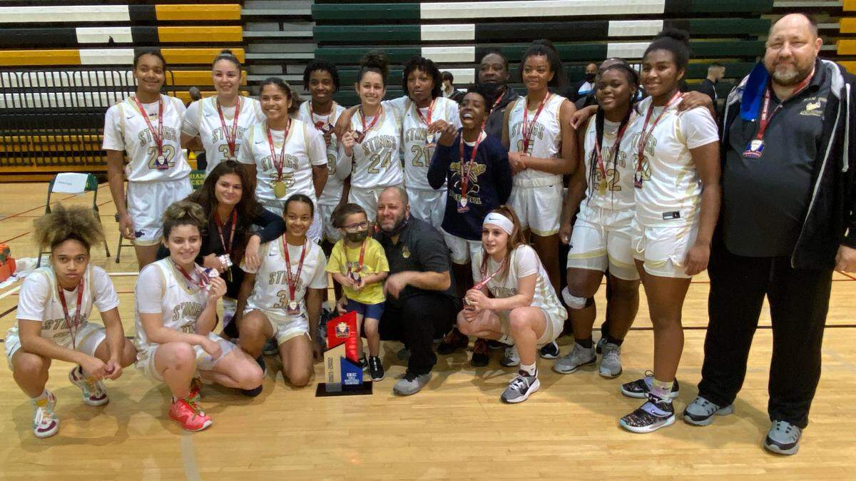 The Miami High girls’ basketball team, seen here celebrating after winning the 2021-22 GMAC championship, is heading back to Lakeland for a chance at the Class 7A state title.