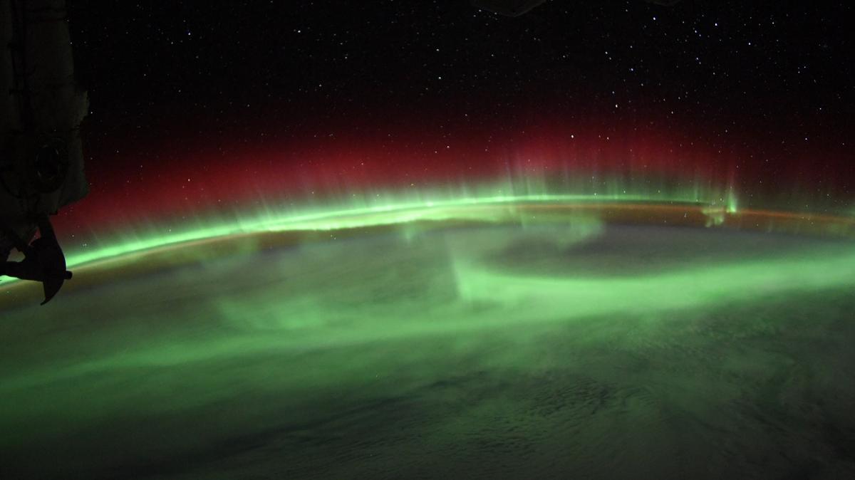 The Northern lights, aurora borealis, photographed by an astronaut on the International Space Station on Aug. 17.