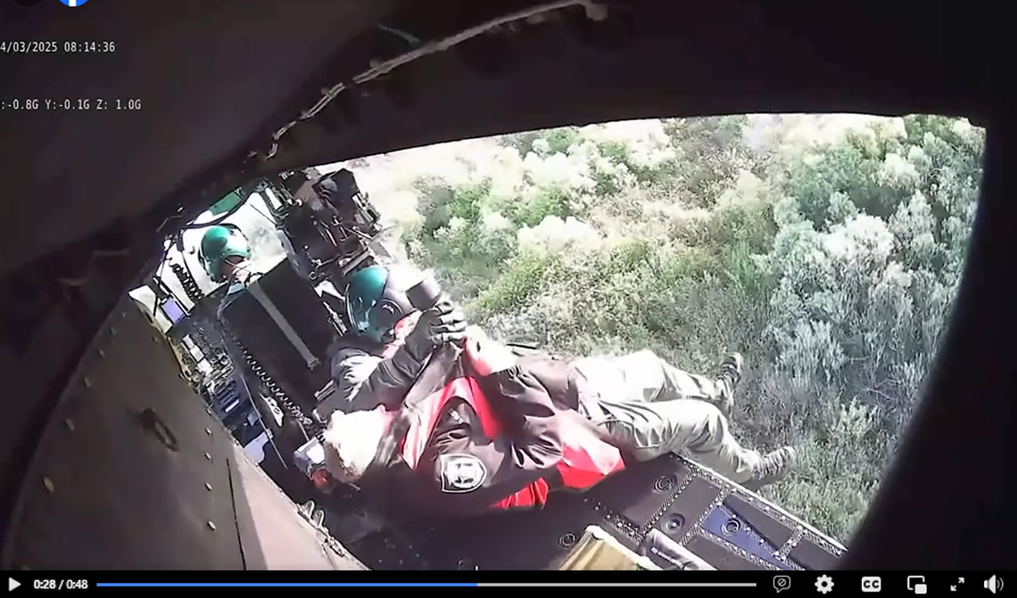 This shows the moment the missing 84-year-old man was pulled into the helicopter over Fort Drum Wildlife Management Area in Indian River County, Florida.