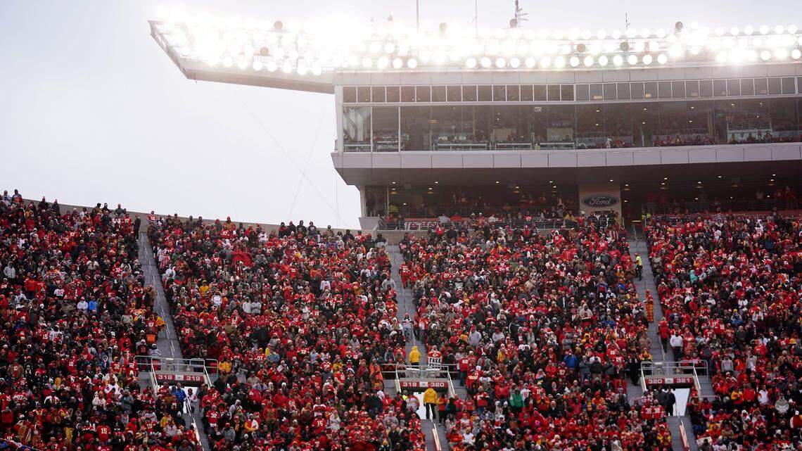 Football fans attend an NFL game in the first quarter during a Week 17 NFL football game between the Cincinnati Bengals and the Kansas City Chiefs, Sunday, Dec. 31, 2023, at GEHA Field at Arrowhead Stadium in Kansas City, Mo.