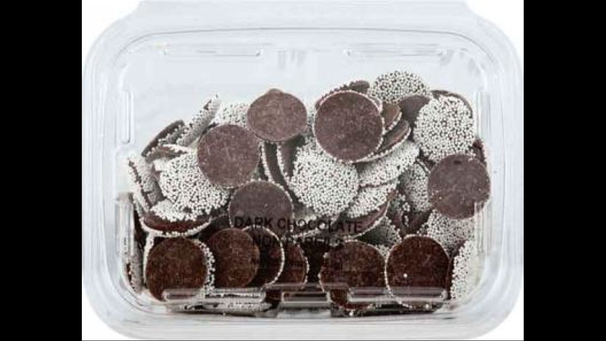 A container of JLM Dark Chocolate Nonpareils