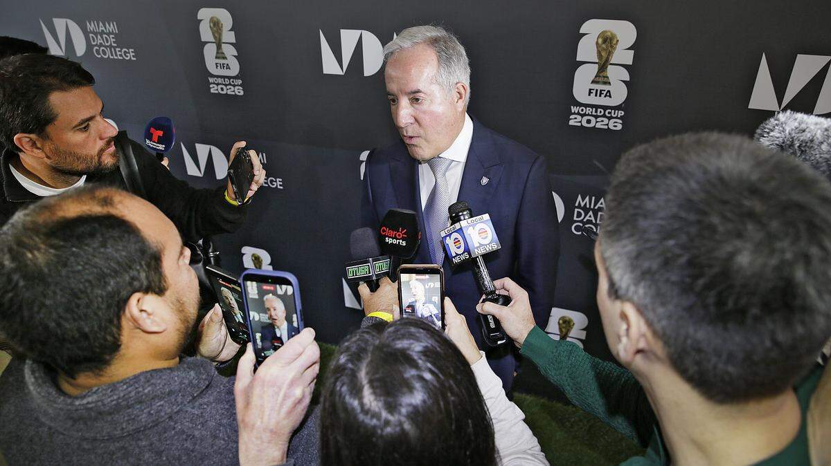 Jorge Mas, Inter Miami owner, speaks to the press during a discussion to celebrate the relationship between FIFA and Miami Dade College and the roll of soccer in Miami and across United States on Wednesday, February 25, 2026 at Miami Freedom Tower at Miami Dade College in Miami. Andrew Uloza / for Miami Herald