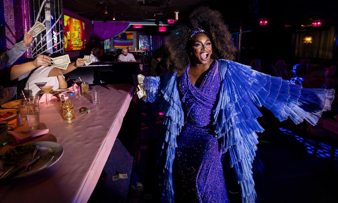 Drag queen Brittish Jay Foxx performs as Diana Ross during a celebrity impersonation show at Aquaplex on Thursday, Jan. 23, 2025, in Fort Lauderdale, Fla. Aquaplex, formerly known as Lips, offers guests a variety of drag shows along with food and drinks.