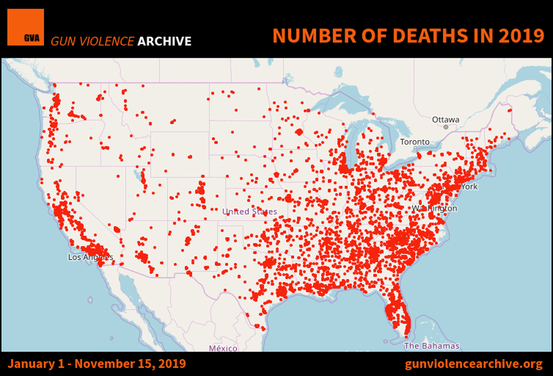 A new survey shows incidence of gun violence has increased in Ocala, Florida, more than in any other U.S. city through November 2019.