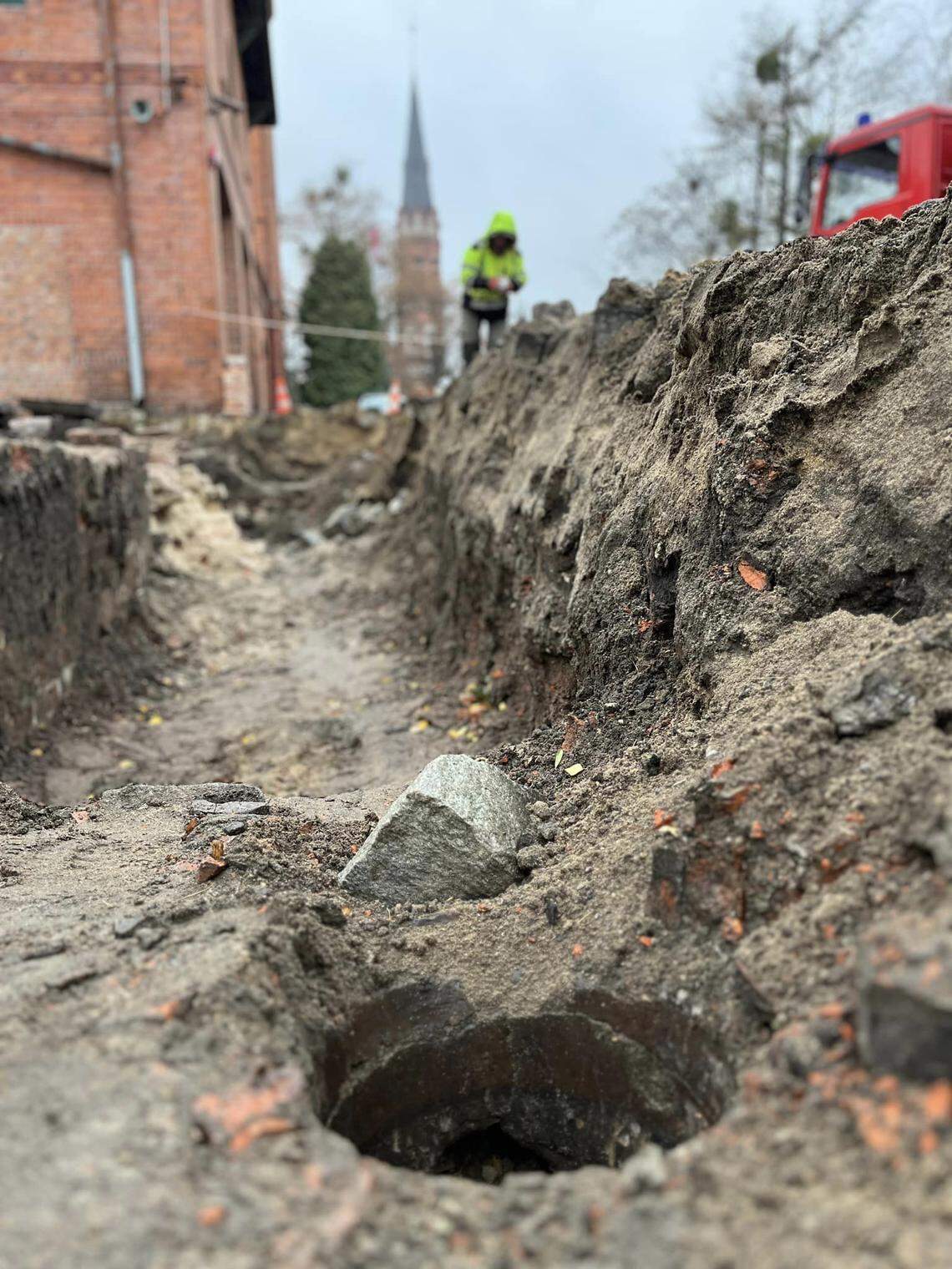 Holes in the wall appeared to be part of a rainwater or sewage system, experts said.