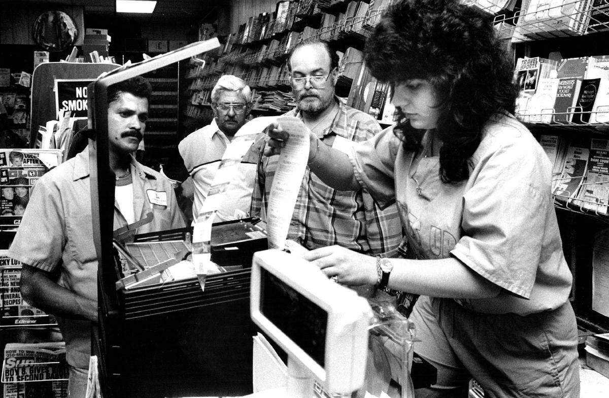 The lottery ticket frenzy at Adolph’s Westchester News in 1989.