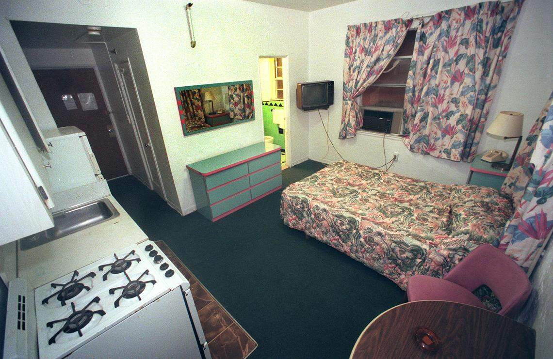 In 1997, a room at the Normandy Hotel on 69th Street and Collins Avenue.