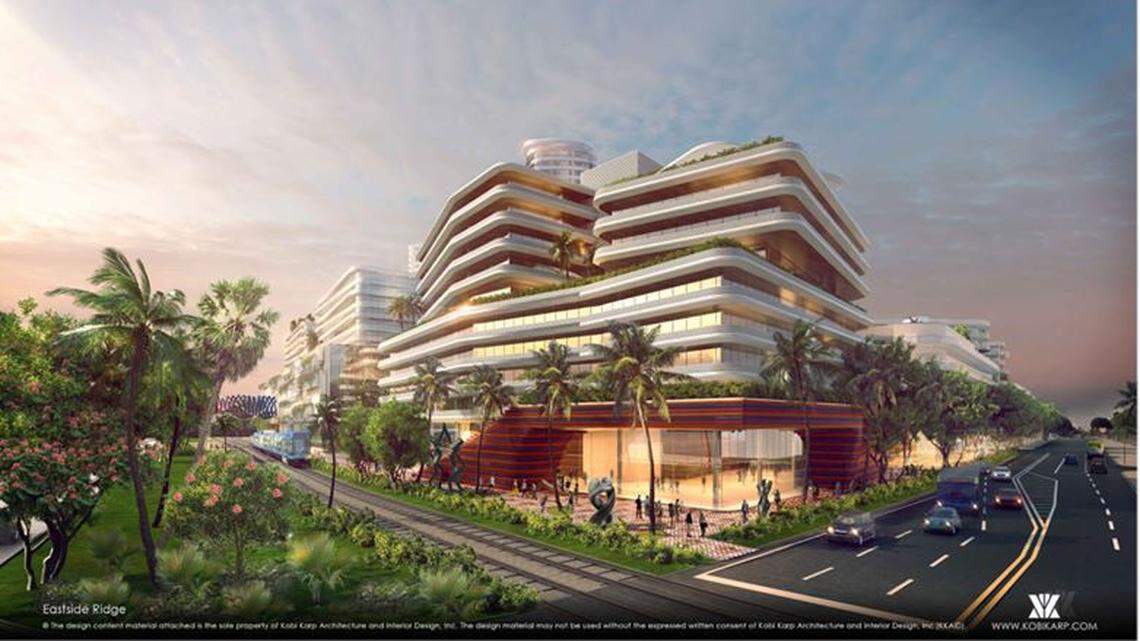 Architectural rendering of the proposed Eastside Ridge project from the east corner of NE 54th Street.