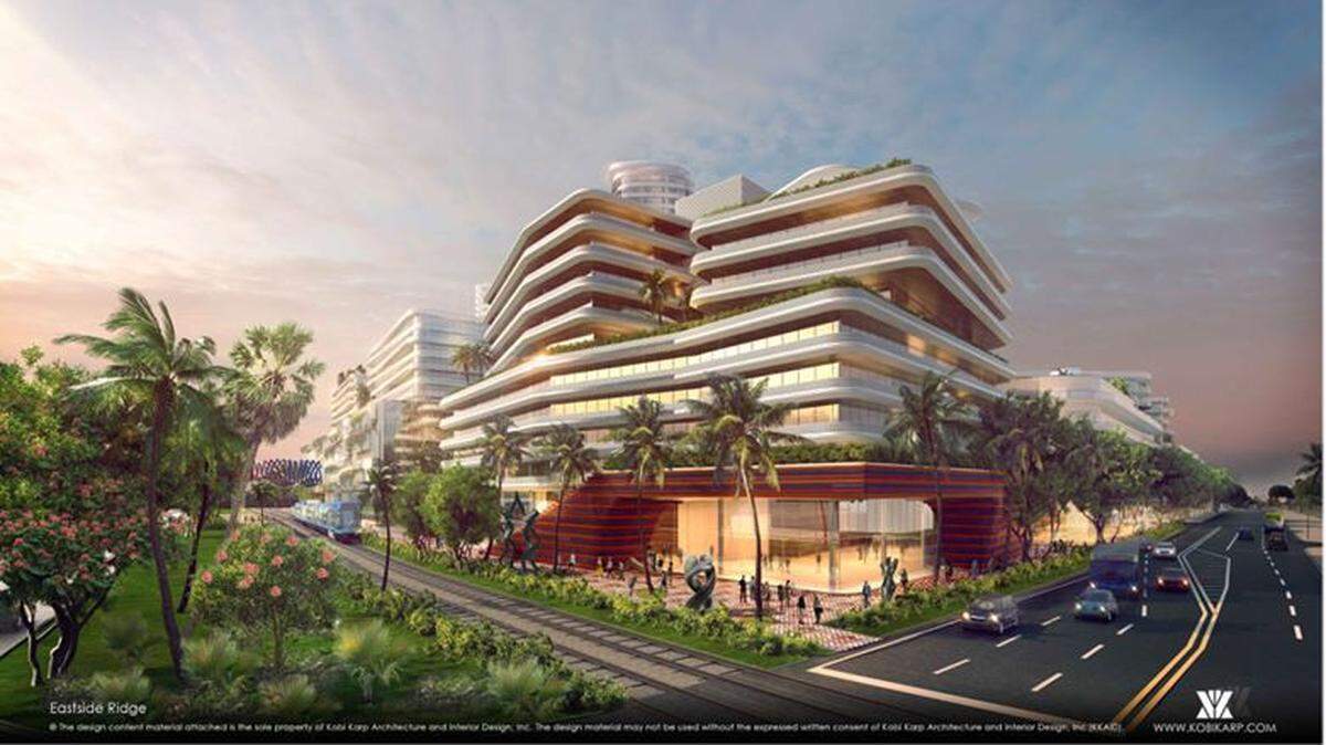 Architectural rendering of the proposed Eastside Ridge project from the east corner of Northeast 54th Street.