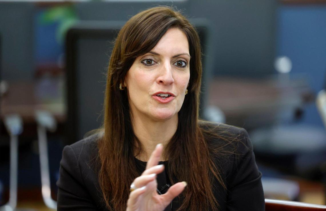 Former Florida Lieutenant Governor Jeanette Nuñez speaks about her role as interim president of Florida International University at the presidents office in the Primera Casa building at at FIU’s main campus on Tuesday, February 25, 2025.