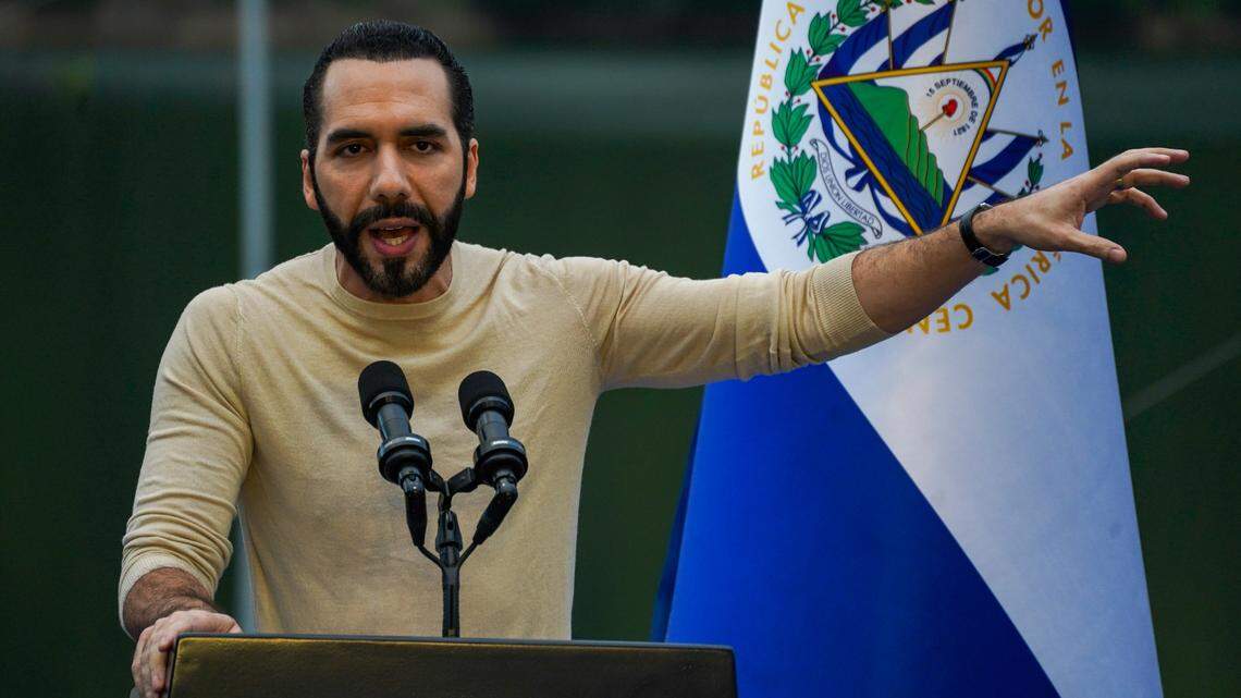 El Salvador’s President Nayib Bukele in San Luis de la Reina in 2023.