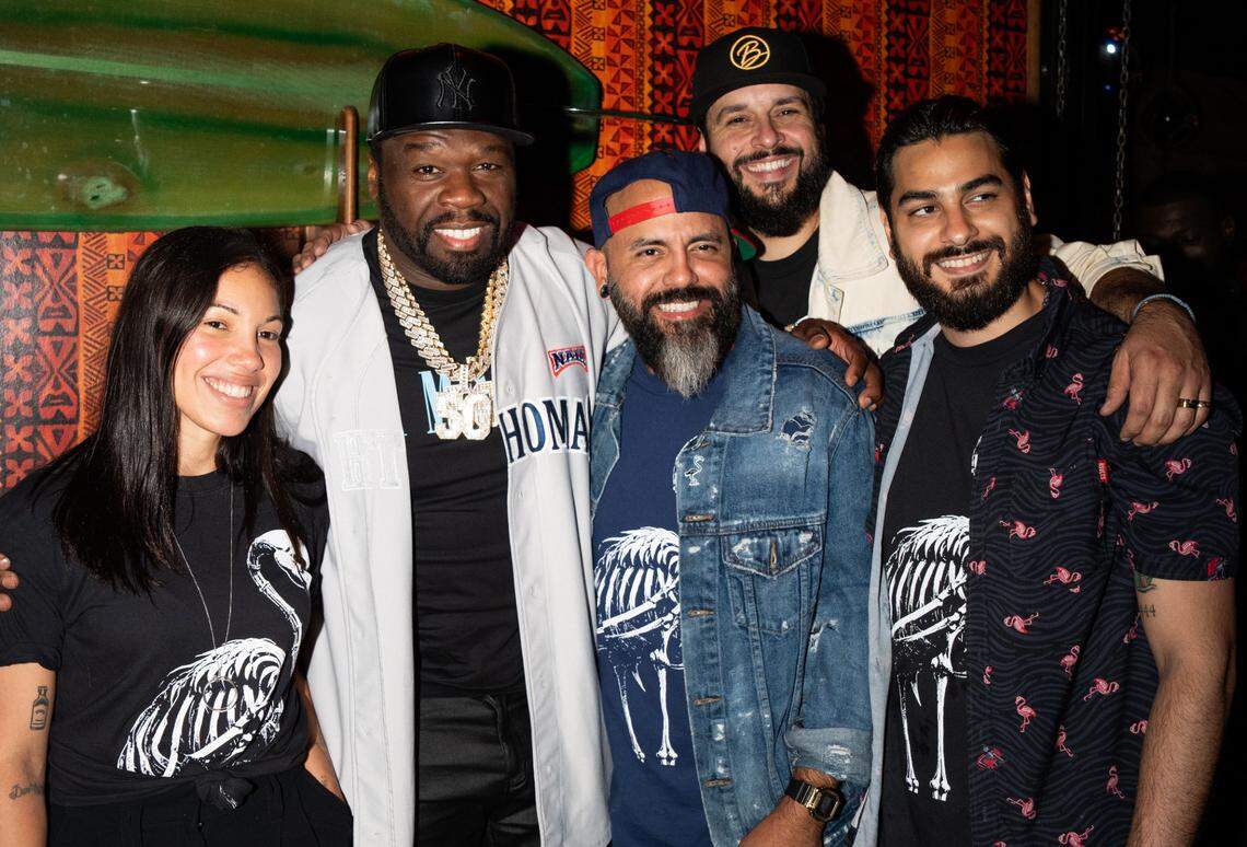 Rapper 50 Cent with fans at a surprise appearance at a roast of Diddy in Miami. Photo: Michael Guerrero/@Mikeslyfe