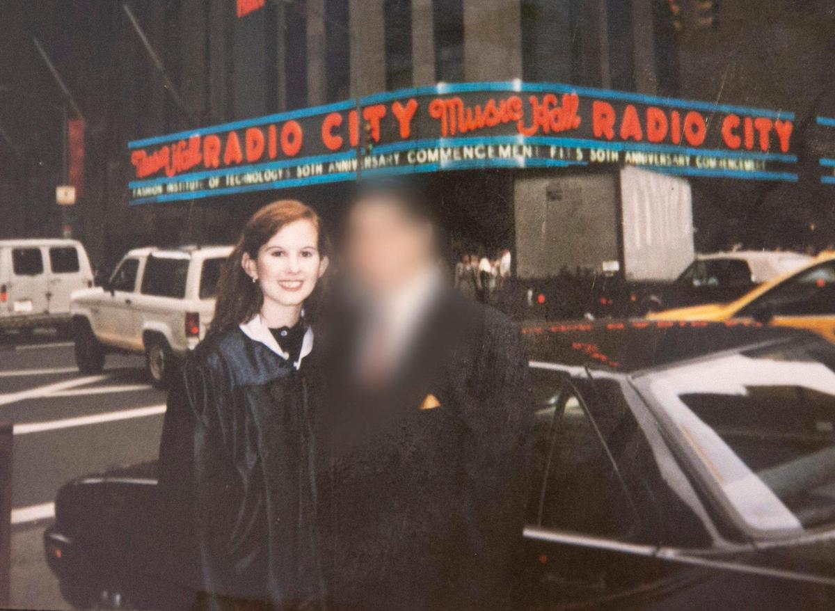 Elizabeth Stein and a fellow graduate outside of Radio City Music Hall during her graduation in the fall of 1994 from the Fashion Institute of Technology. Stein said she met Ghislaine Maxwell around that time and that Maxwell introduced her to Jeffrey Epstein later the same day. She says she was abused by them over a three-year period.