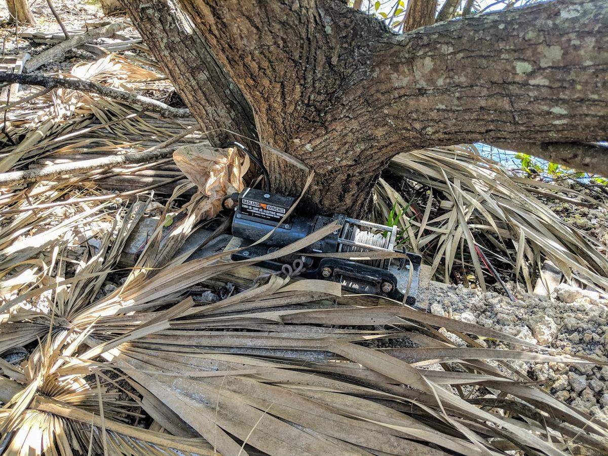 The winch found at a tunnel near a Chase bank branch in Pembroke Pines on Jan. 30, 2019.