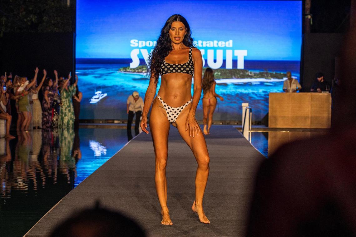 Model Nicole Williams English walks the Sports Illustrated Swimsuit Runway 2025 Show at the W South Beach, in Miami Beach, on Saturday May 31, 2025.