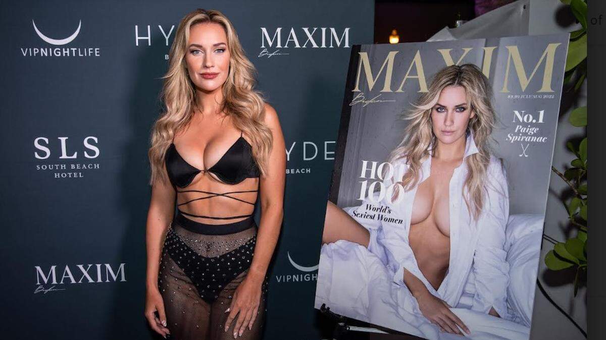 Golfer-turned-influencer Paige Spiranac stepped out for Maxim’s Hot 100 experience at Hyde Beach in Miami Beach for Miami Swim Week