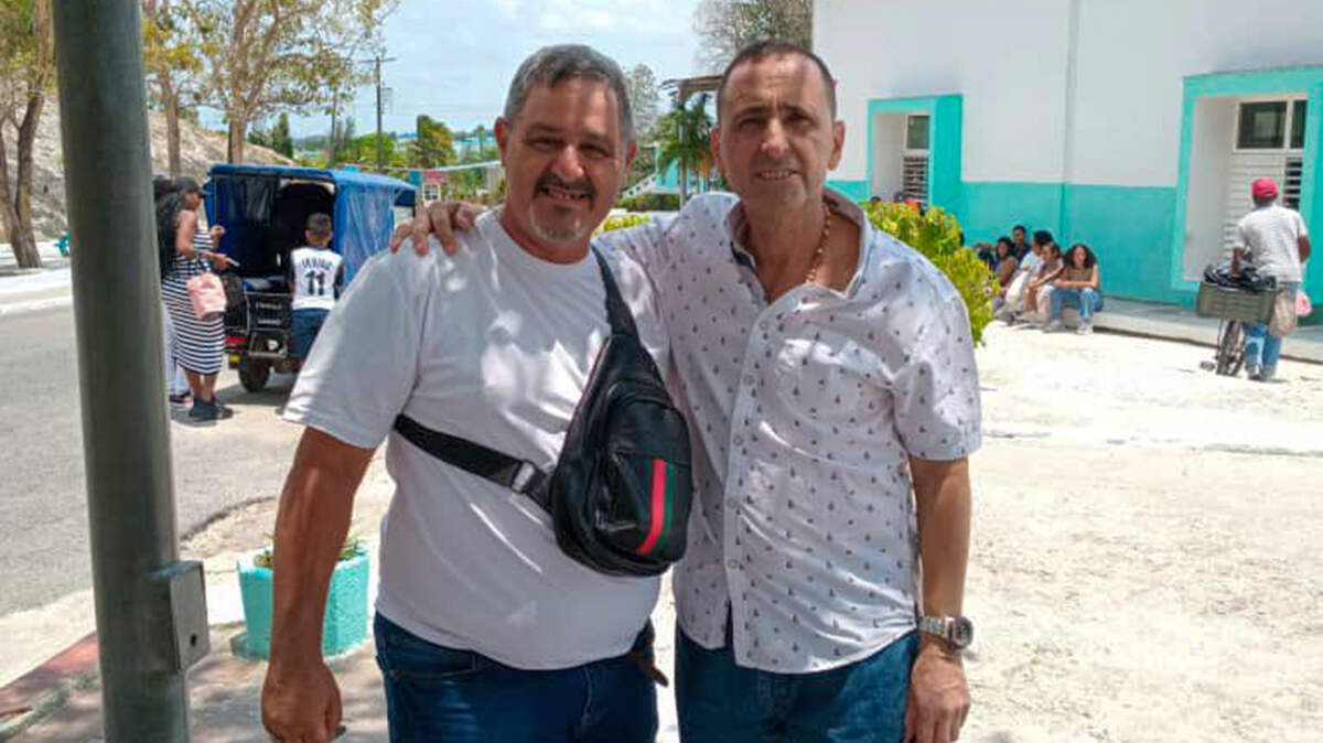 Ernesto Borges Pérez, right, a former Cuban counterintelligence officer who served 27 years in prison accused of spying for the United States, was released Thursday from prison in Havana.