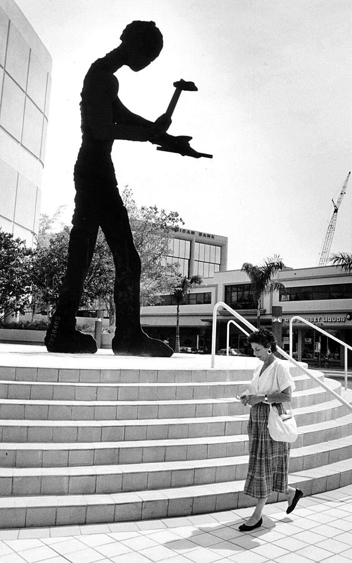 The steel figure at the former Bakery Centre in South Miami greets a passerby in this June 6, 1986 file photo.
