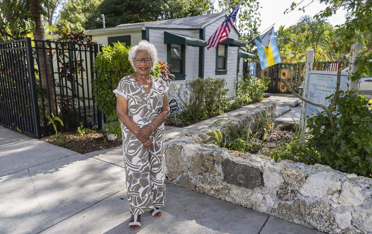 Emma Bouie, 90, is photographed at the Bethel House Bahamian American Museum on Saturday, Dec. 20, 2025, in Miami, Fla. Bouie is among six women being honored during the museum's inaugural Perrine Pioneer Women luncheon.