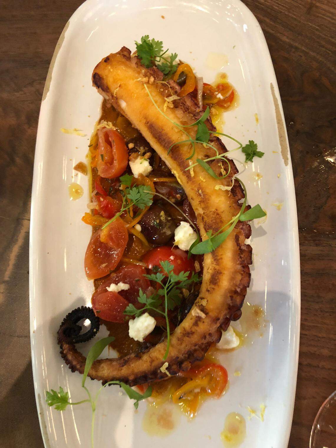 Crispy octopus at the Generator, Miami Beach’s Jim & Neesie  restaurant far exceeds the standard hostel fare.