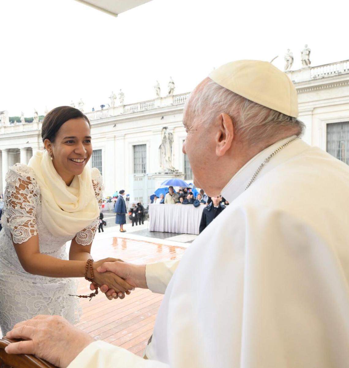 Elaine Urena met Pope Francis when she received the Sposi Noveli blessing during her and her husband’s honeymoon. Urena, a member of Voceros de Cristo, a young adult Catholic group from St. Agatha Parish, believes Francis’ legacy should continue in the Catholic Church. 