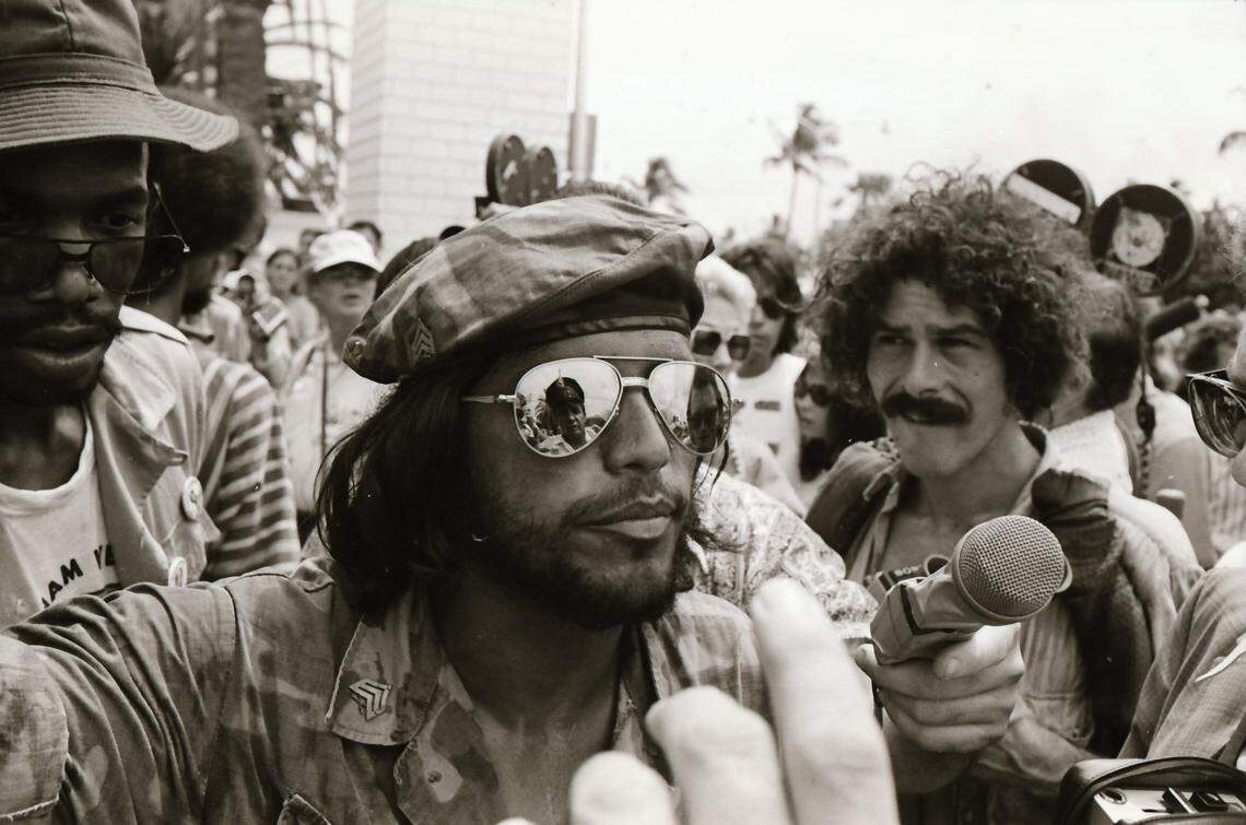 Protesters outside the 1972 Republican National Convention in Miami Beach.