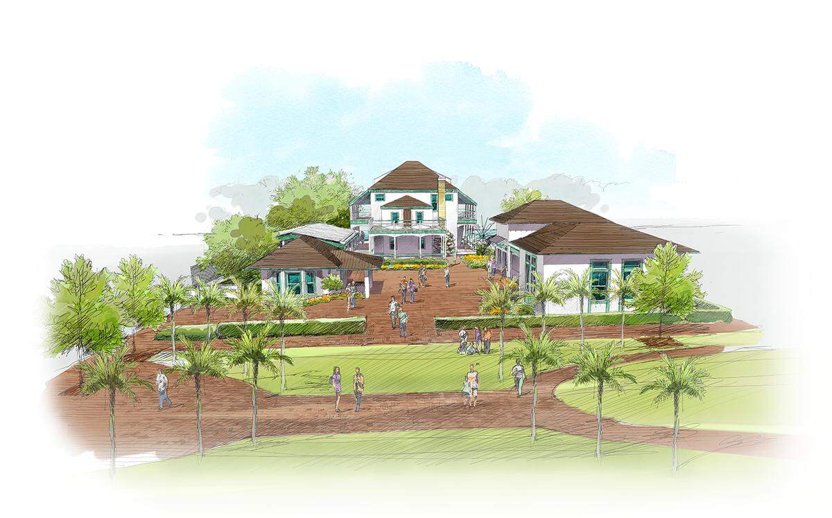 A rendering for the upcoming construction project on the campus of the Historic Stranahan House Museum in downtown Fort Lauderdale. While the original Stranahan House, the oldest surviving building in Broward County, will remain untouched, the museum will soon add new amenities to the property, including a welcome center, event pavilion and gift shop.