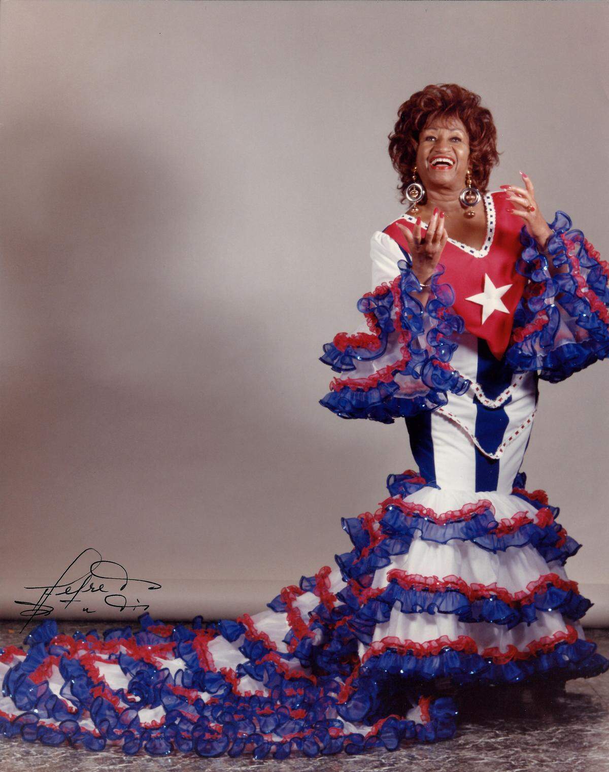 Gowns, photographs and of course, shoes, are among the works highlighted in the exhibition “Forever Celia” at the American Museum of the Cuban Diaspora through March 2019.