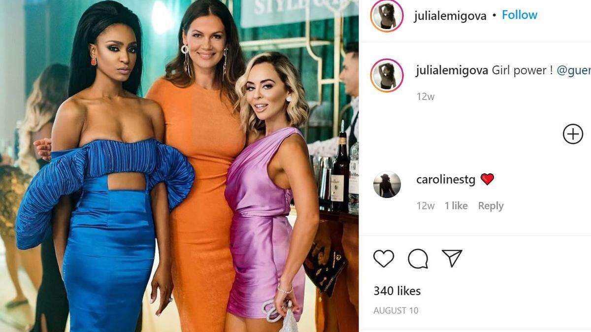 L to R: Guerdy Abraira, Julia Lemigova, Dr Nicole Martin of RHOM Season 4 on Peacock