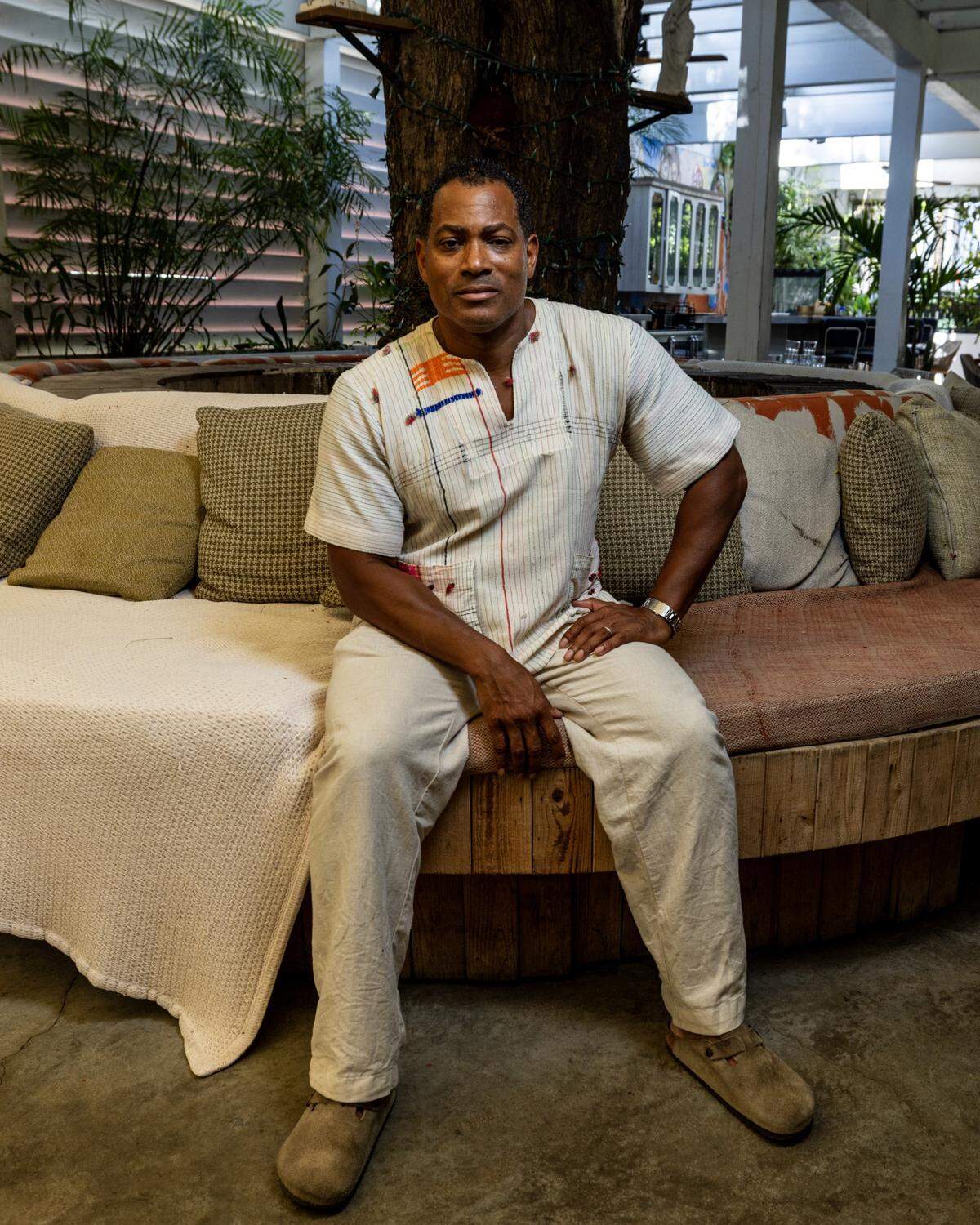 Derek Fleming strikes a pose at Red Rooster on Wednesday, July 31, 2025, in Miami, Fla.