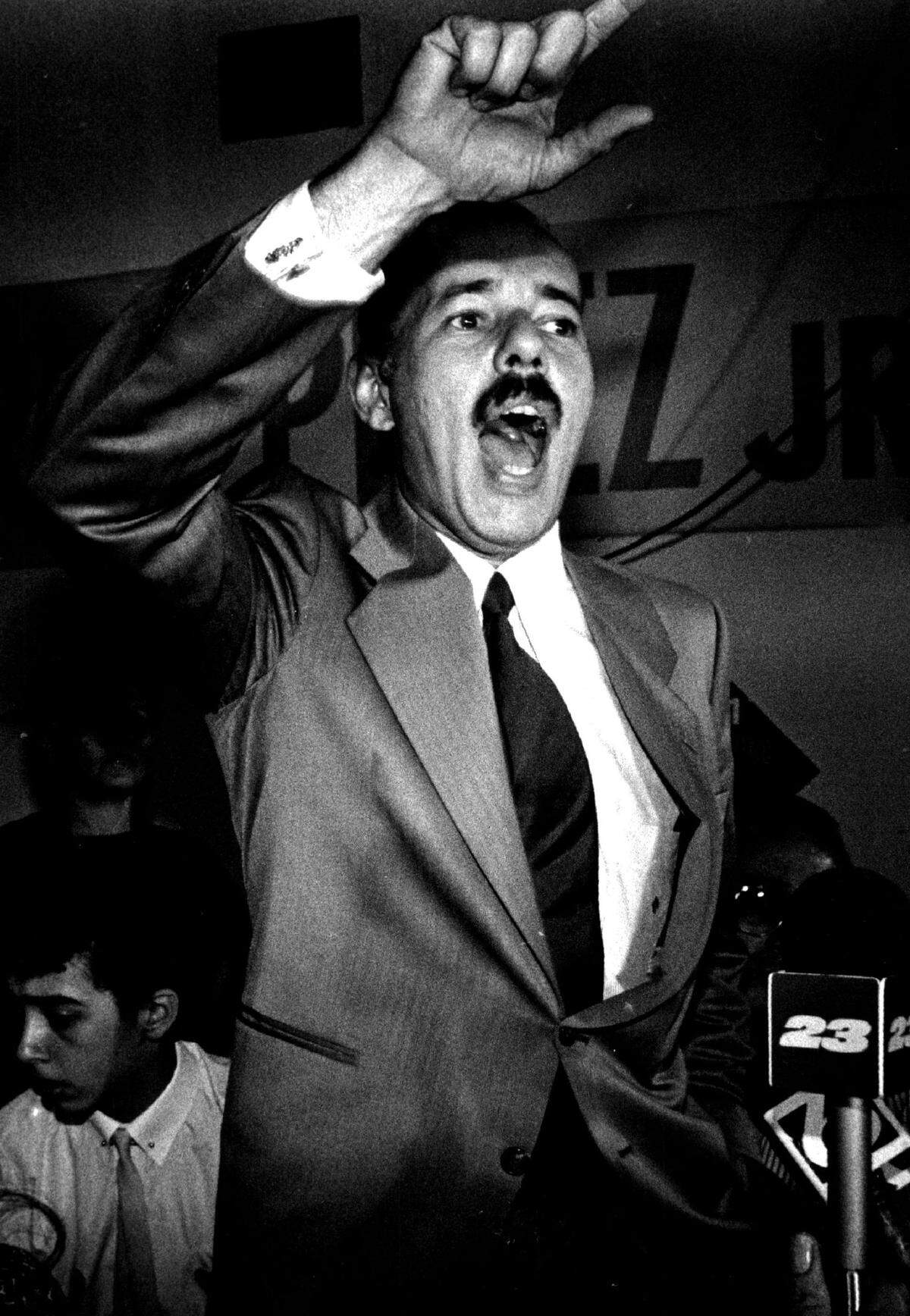 Demetrio Perez shown on Nov. 13, 1985, was defeated when he ran to keep his seat on the Miami Commission but vowed a return.