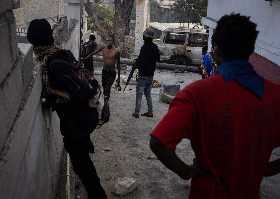Gang members man a checkpoint in the Delmas 28 neighborhood.
