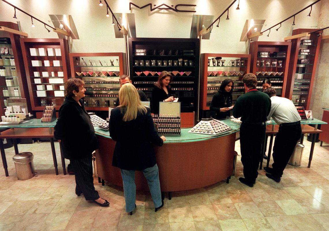 In 1997, a makeup counter at Saks Fifth Ave store in Bal Harbour.