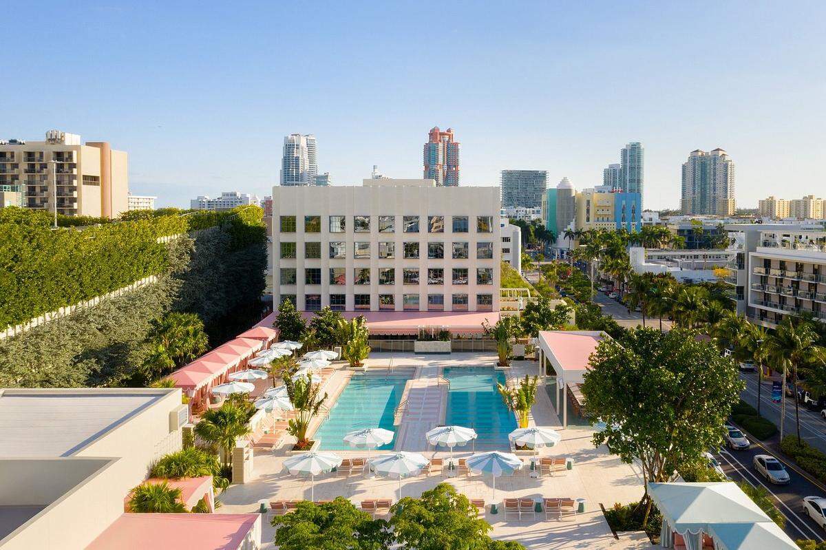 The Goodtime Hotel in Miami Beach is co-owned by entrepreneur David Grutman and Pharrell and is a celebrity magnet.