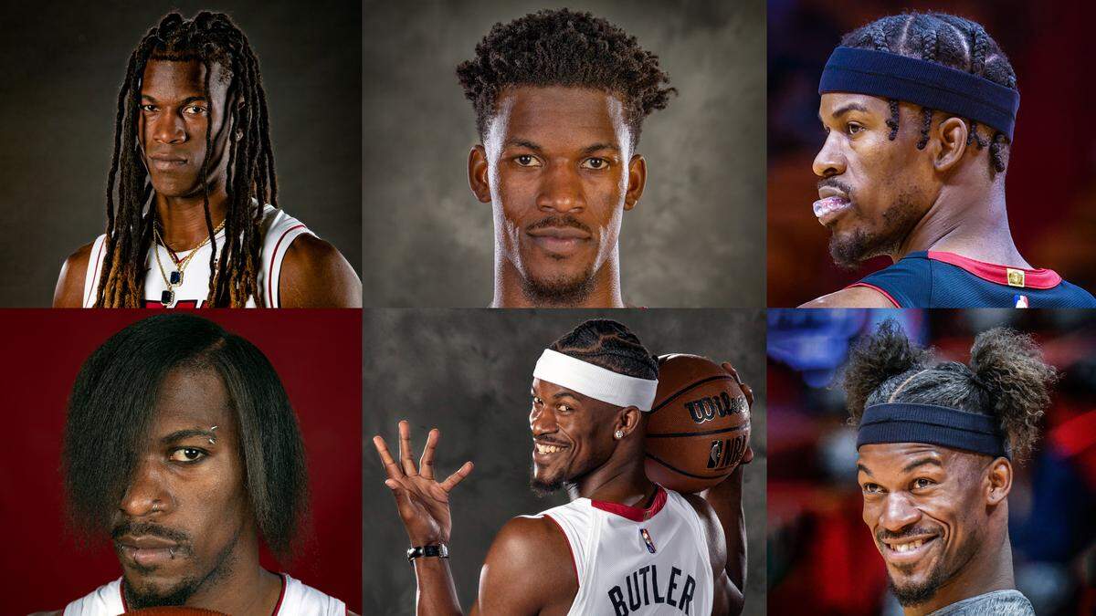 The various hairstyles of Miami Heat’s Jimmy Butler since joining the team in 2019.