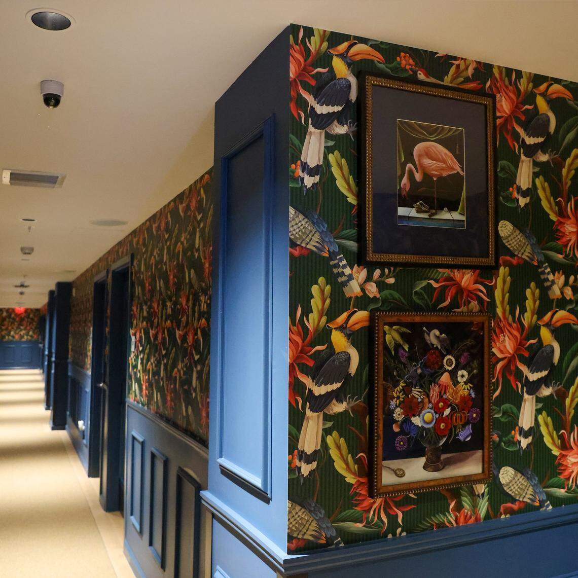 Each floor hallways of Casa Cañita, a new boutique hotel on historic Ocean Drive in Miami Beach, set to open under the direction of designer Nicolette Bernstein, her sister, chef Michelle Bernstein, and partners, are decorated with a Latin tropical motif and framed art on most walls. The hotel was toured ahead of its grand opening on Tuesday, April 21, 2026.