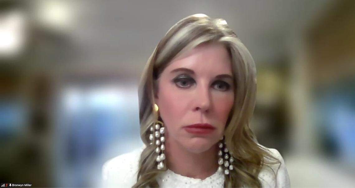 Judge Bronwyn Miller, who sits on the 3rd District Court of Appeal in Miami, appeared during a hearing via Zoom Monday, April 20, 2026, related to a state judicial investigative panel&nbsp;bringing formal disciplinary charges against her last year. She presented her side through her attorney.