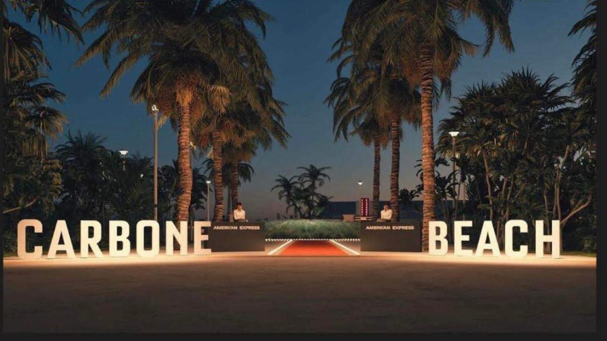 Entrance to the Carbone Beach pop-up in Miami Beach 