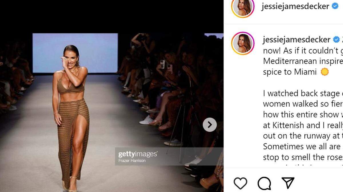 Jessie James Decker walks the Kittenish runway at Collins Park in Miami Beach on Friday, June 9, 2023/Instagram