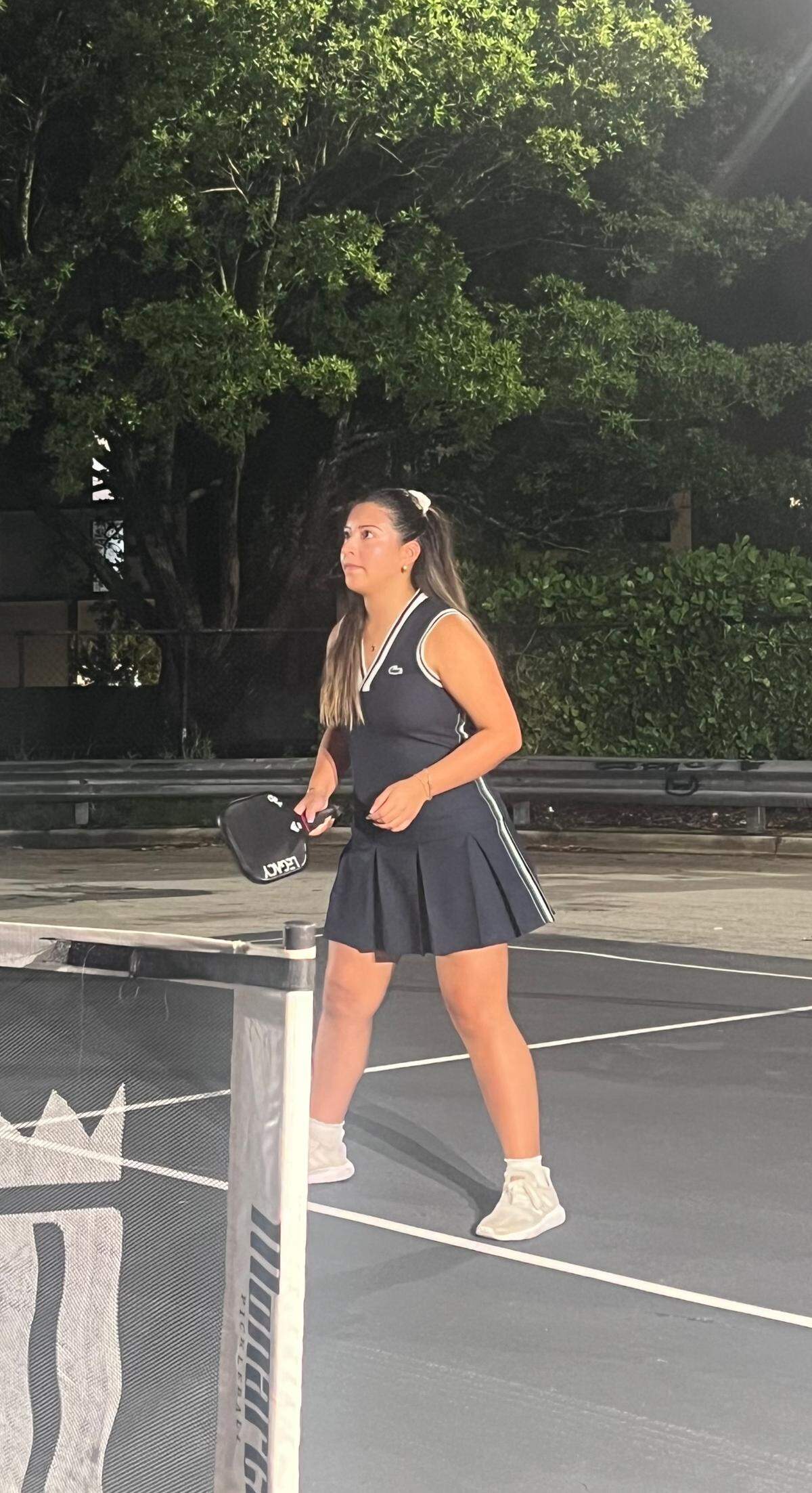 FIU graduate Alexandra Coba says pickleball can be addictive: “The next thing you know, you’ve been playing three or four hours. It happens all the time.”