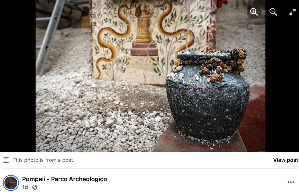 A courtyard altar had the remains of the last offering made at the site before the eruption of Mount Vesuvius in 79 A.D.
