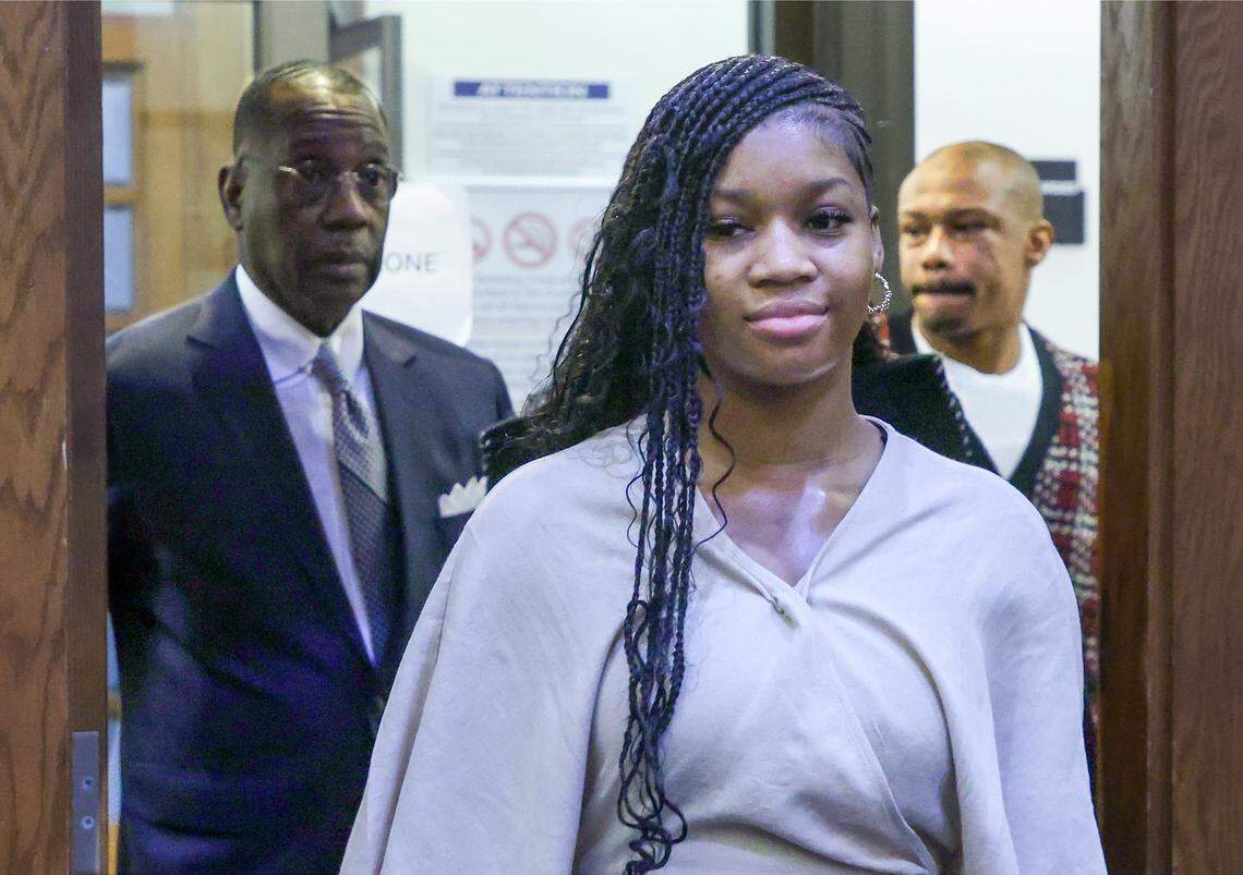 Jahara Malik enters the courtroom before pleading guilty to a manslaughter charge in connection with the 2024 stabbing death of Yahkeim Lollar, a Northwestern student-athlete, in front of Judge Christine Hernandez in Courtroom 2-8 at the Richard E. Gerstein Justice Building on Monday, March 16, 2026, in Miami, Florida.