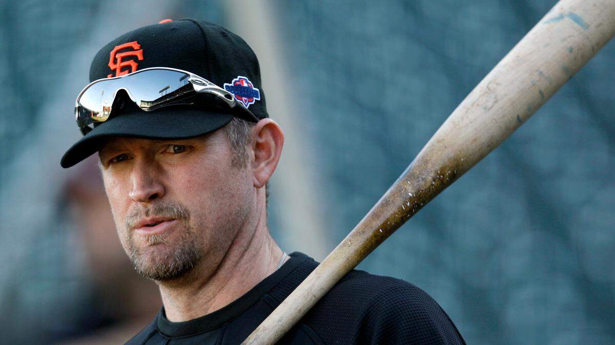 San Francisco Giants first baseman Aubrey Huff in the final month of his MLB career in October 2012.