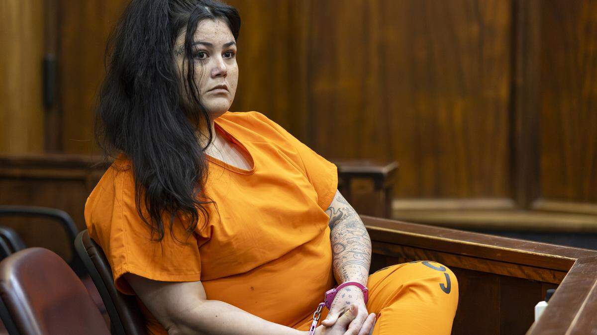 Daisy Link appears in a hearing for a new trial at the Richard E. Gerstein Justice Building on Friday, Feb. 6, 2026, in Miami, Fla. Link, who made headlines for getting pregnant while being held in the Turner Guilford Knight Correctional Center, had been convicted of fatally shooting her husband in the leg in Homestead.