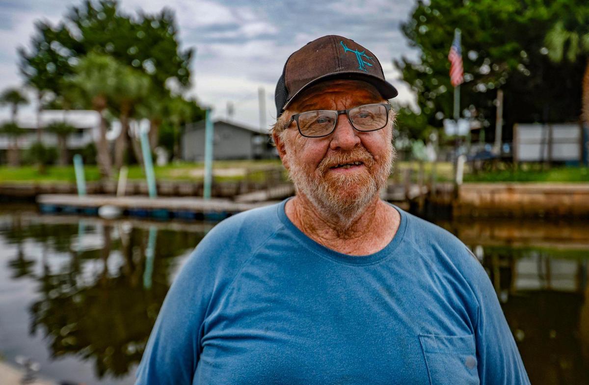 Timmy Futch contemplates staying or leaving his home in Horseshoe Beach, Florida as Hurricane Idalia approaches the Gulf Coast on Tuesday, August 29, 2023.