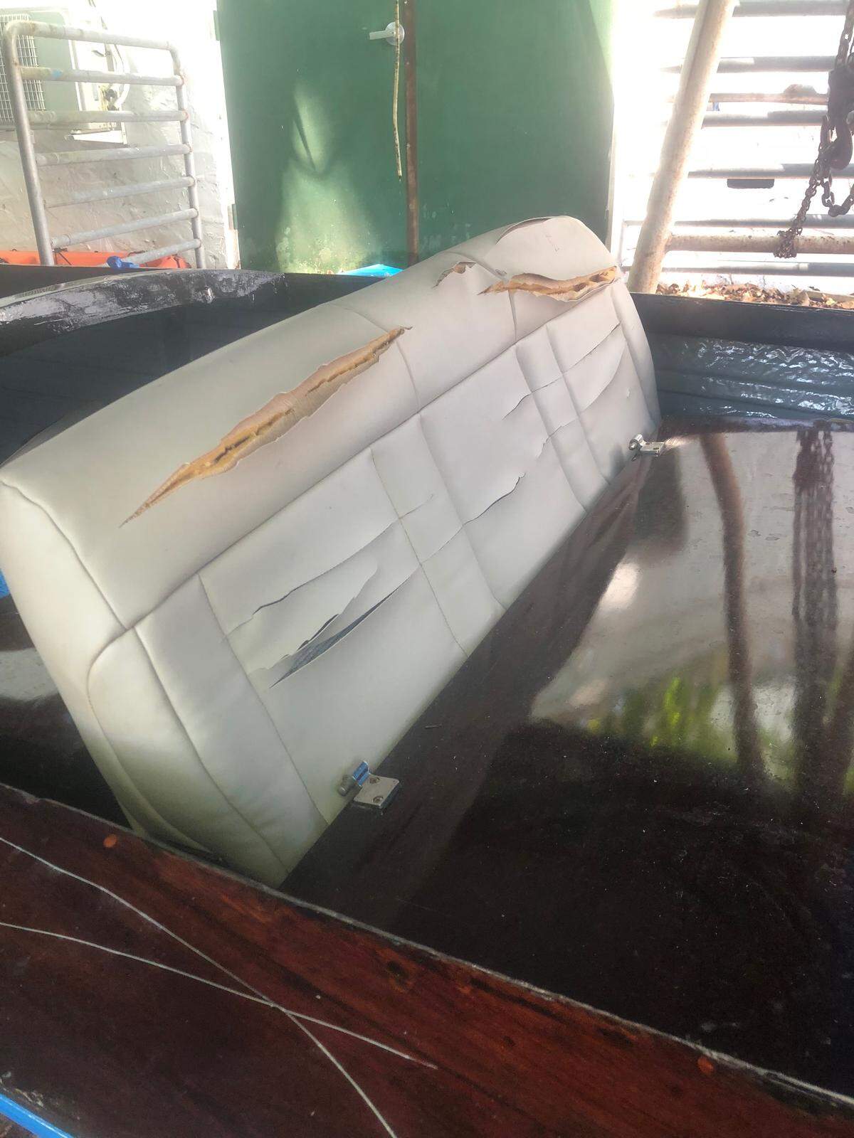 The upholstery on John Beauregard's powerboat was slashed, along with several of Shake-A-Leg's inflatable dinghies.
