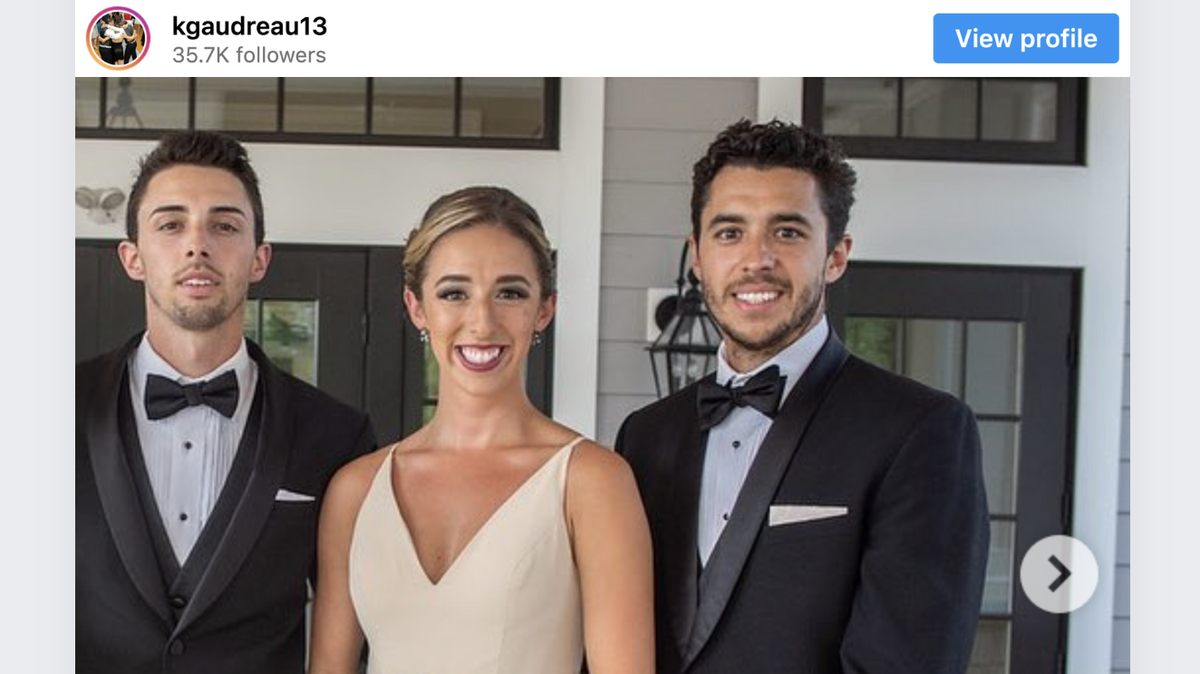 Katie Gaudreau and her brothers at Matthew Gaudreau’s wedding.