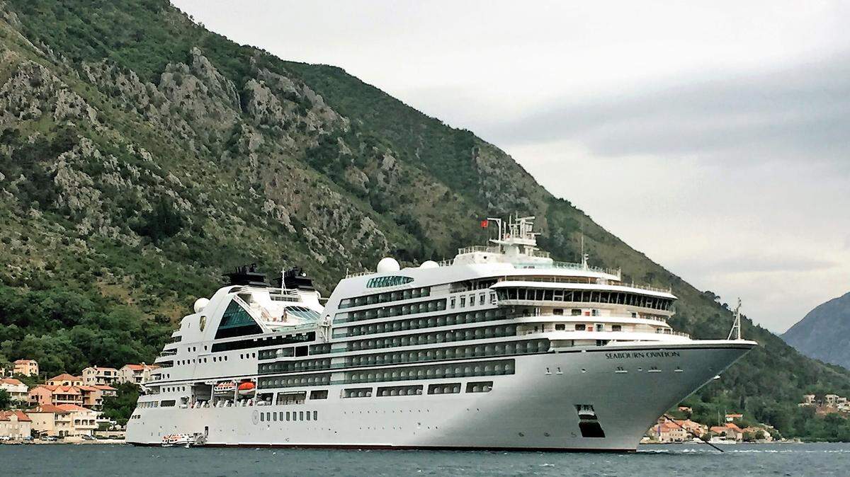 Seabourn Ovation, anchored at Kotor, a fortified town on Montenegro’s Adriatic coast