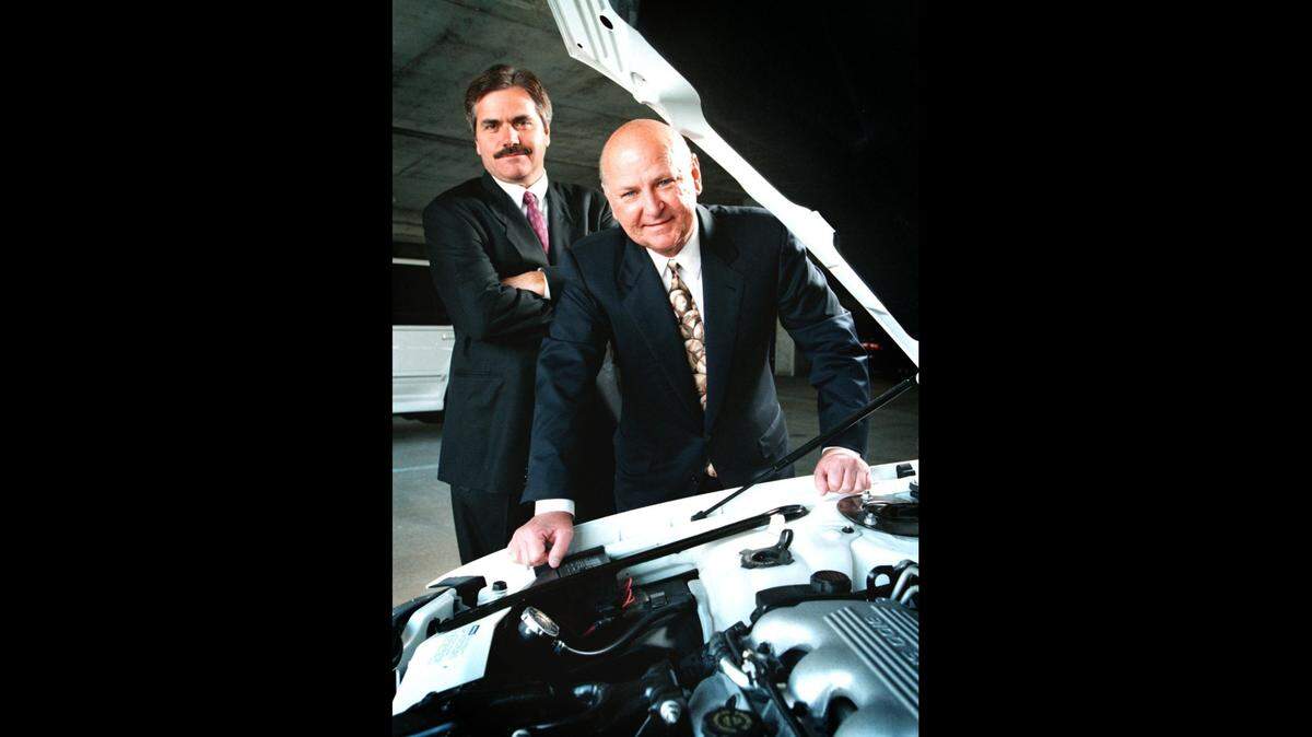Steven Berrard, left, and Wayne Huizenga were co-CEO’s of Republic Industries at the time of this 1997 photo. Berrard, with Huizenga, was the co-founder and co-CEO of AutoNation from 1996 to 1999. He was also president and CEO of the Blockbuster Entertainment Group.
