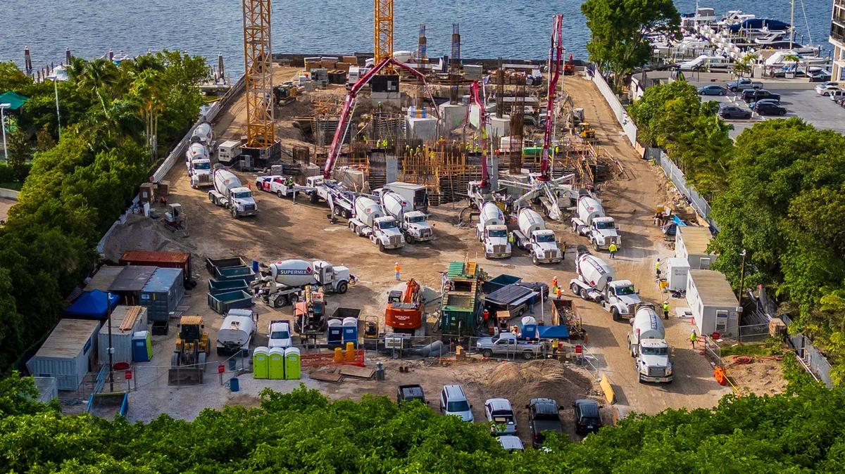 Construction of a luxury condo tower in late June 2025 at 1809 Brickell Avenue, the location of a previously undisclosed archaeological discovery of an indigenous burial and settlement site dating back some 3,500 years.